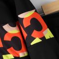 2pcs Toddler Boy Trendy Letter Print Zipper Design Sweatshirt and Pants Set Black