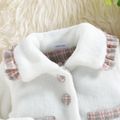 2pcs Baby Girl Plaid Pleated Tank Dress and Long-sleeve Thermal Fuzzy Coat Set Pink