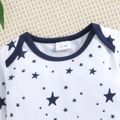 3-Pack Baby Boy Long-sleeve Allover Striped and Stars Print Rompers with Solid Pants Set Dark Blue/white image 3