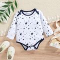3-Pack Baby Boy Long-sleeve Allover Striped and Stars Print Rompers with Solid Pants Set Dark Blue/white image 4