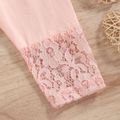 Baby Girl 95% Cotton  Lace Spliced Solid High Waist Leggings Pink image 3