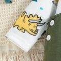 2pcs Baby Boy Allover Dinosaur Print Long-sleeve Tee and Embroidered Overalls Set Green image 5