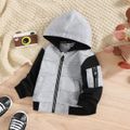 Baby Boy Colorblock Long-sleeve Zipper Hoodie Grey image 1