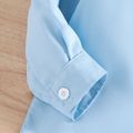 2pcs Toddler Boy Gentleman Suit, Suspender Denim Jeans and Lapel Collar Shirt Set Blue image 4