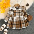 Baby Girl Double Breasted Ruffle Trim Long-sleeve Thickened Dress Coat Brown image 1