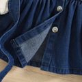 Baby Girl Sherpa Fleece Spliced Denim Belted Long-sleeve Button Front Dress Blue image 4