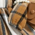 2pcs Toddler Girl Classic Bowknot Design Plaid Dress and Cap Khaki image 4