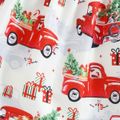 Christmas 2pcs Baby Girl Allover Red Car Print Ruffle Trim Square Neck Dress with Headband Set Red image 5