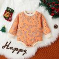 Christmas Baby Boy/Girl Allover Candy Cane Print Long-sleeve Romper Orange image 1