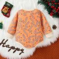Christmas Baby Boy/Girl Allover Candy Cane Print Long-sleeve Romper Orange image 2