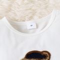 2pcs Toddler Girl Playful Bear Embroidered Tee and Plaid Skirt Set White image 4