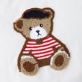 2pcs Toddler Girl Playful Bear Embroidered Tee and Plaid Skirt Set White image 5