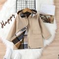 Toddler Boy/Girl Reversible Plaid Pocket Design Hooded Trench Coat Brown image 2