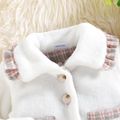 2pcs Baby Girl Plaid Pleated Tank Dress and Long-sleeve Thermal Fuzzy Coat Set Pink image 5