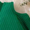 2pcs Toddler Girl Trendy Mock Neck Cold Shoulder Tee and Pleated Skirt Set Green image 3