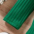 2pcs Toddler Girl Trendy Mock Neck Cold Shoulder Tee and Pleated Skirt Set Green image 5