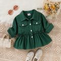 Baby Girl Solid Frill Trim Button Up Jacket Green image 1