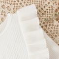 3pcs Toddler Girl Sweet Ruffled Tee and Belted Wasit Bag & Pants Set White image 4