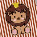 Baby Boy/Girl Lion Embroidered Brown Striped Faux-two Long-sleeve Jumpsuit Brown image 4