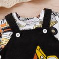 2pcs Baby Boy Allover Excavator Print Long-sleeve Tee and Overalls Pants Set Black image 4