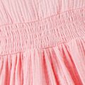 2pcs Baby Girl 95% Cotton Crepe Solid Ruffle Trim Bow Decor Long-sleeve Romper & Headband Set Pink image 5