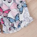 2pcs Toddler Girl Sweet Ruffled Ribbed Camisole and Butterfly Print Shorts Set Purple image 5