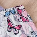 2pcs Toddler Girl Sweet Ruffled Ribbed Camisole and Butterfly Print Shorts Set Purple image 4