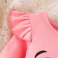 3pcs Baby Girl Ruffle Long-sleeve Graphic Romper and Leopard Print Flared Pants & Belt Set Pink image 4