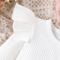 3pcs Baby Girl 95% Cotton Ribbed Ruffle Long-sleeve Top and Bow Front Skirt & Headband Set Pink image 4