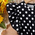 2pcs Toddler Girl Trendy Polka dots Flutter-sleeve Jumpsuits & Belt Black image 5