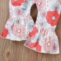 Baby Girl Allover Floral Print Sleeveless Bell Bottom Jumpsuit Pink image 4