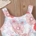 Baby Girl Allover Floral Print Sleeveless Bell Bottom Jumpsuit Pink image 3