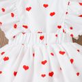 2pcs Baby Girl Allover Heart Print Ruffled Sleeveless Romper & Headband Set White image 5
