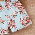 2pcs Toddler Girl Sweet Floral Print Smocked Sleeveless Rompers and Belt Multi-color image 2