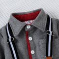 2pcs Baby Boy Long-sleeve Suede Jacket and Suspender Pants Set Grey image 5