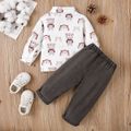 2pcs Baby Boy Allover Bear Print Long-sleeve Shirt & Jeans Set White image 2