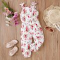 Toddler Girl Sweet Floral Print Bowknot Design Sleeveless Jumpsuits Multi-color image 2