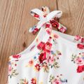 Toddler Girl Sweet Floral Print Bowknot Design Sleeveless Jumpsuits Multi-color image 4