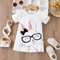 Baby Girl Rabbit Print Flutter-sleeve T-shirt Dress OffWhite image 1