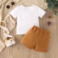 2pcs Baby Boy 95% Cotton Short-sleeve Bear Embroidered Tee & Shorts Set Brown image 2