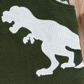 2pcs Baby Boy Allover Dinosaur Print Short-sleeve Romper and Waffle Overalls Shorts Set Army green image 5