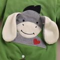 Donkey Embroidery 3D Ear Design Long-sleeve Green Baby Jumpsuit Green image 5