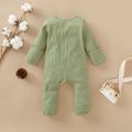Baby Boy/Girl 95% Cotton Ribbed Long-sleeve Footed Snap Jumpsuit Light Green image 3