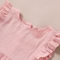Solid Ruffle Decor Sleeveless Baby Jumpsuit Light Pink image 3