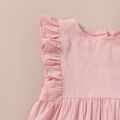 Solid Ruffle Decor Sleeveless Baby Jumpsuit Light Pink image 4