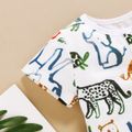 Animals Print Short-sleeve White Baby Romper White