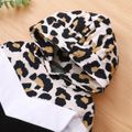 Leopard Color Block Hooded Long-sleeve Baby Jumpsuits Black/White
