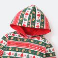 Baby Shark 'Merry Christmas' Allover and Stripe Hooded Jumpsuit for Baby Green/White/Red