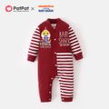 Baby Shark Baby Boy/Girl Stripe Cotton Christmas Jumpsuit Red image 1