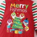 Baby Shark Baby Boy/Girl Stripe and Tree Christmas Jumpsuit Red image 5